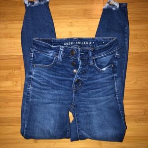American Eagle High Waisted Distressed Skinny Jean